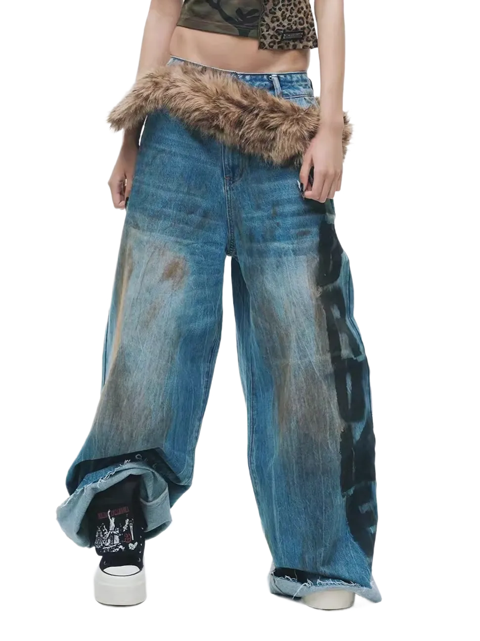 Graffiti Wash Grunge Denim Jeans
