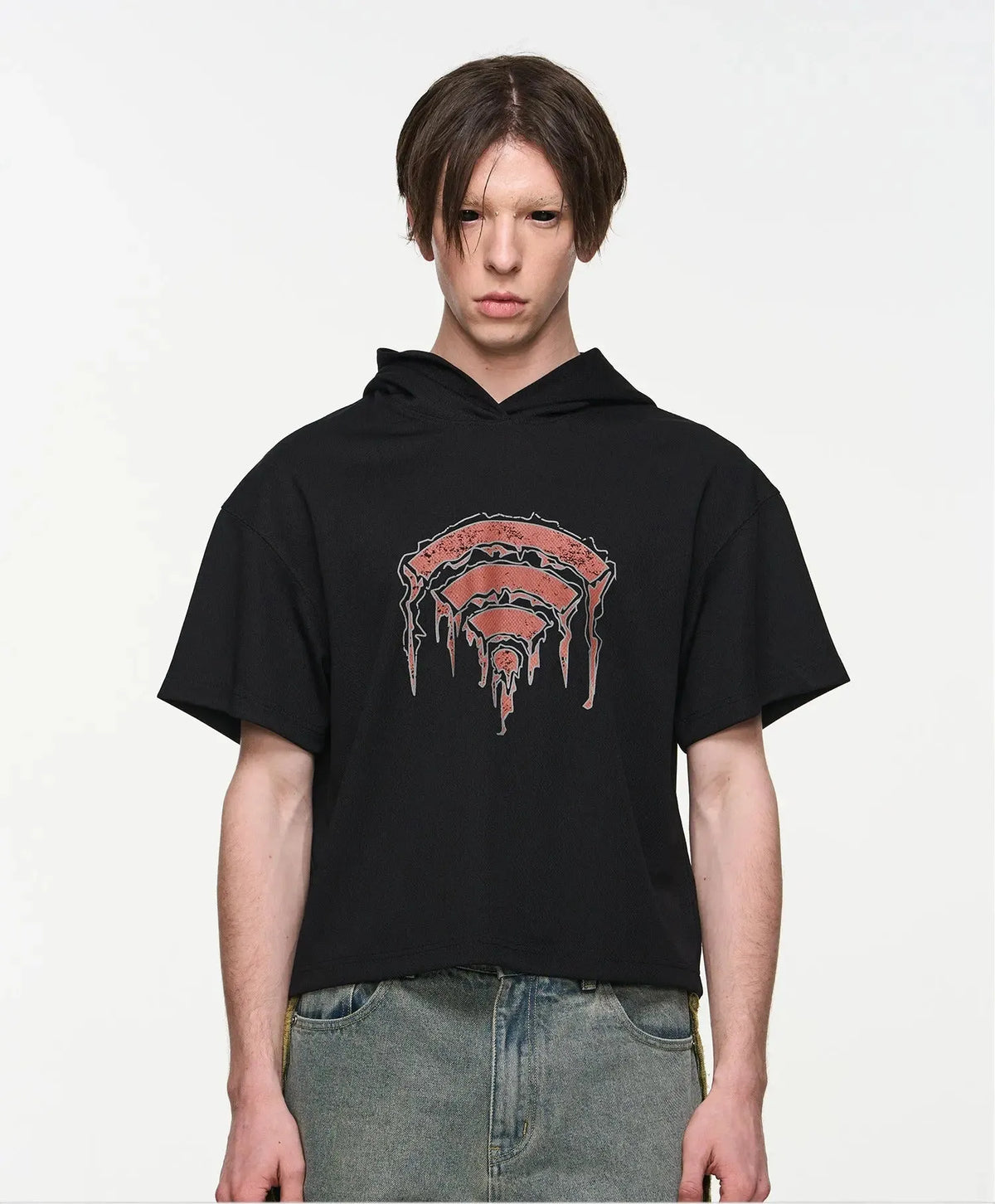 Printed Hooded Short-Sleeve T-Shirt