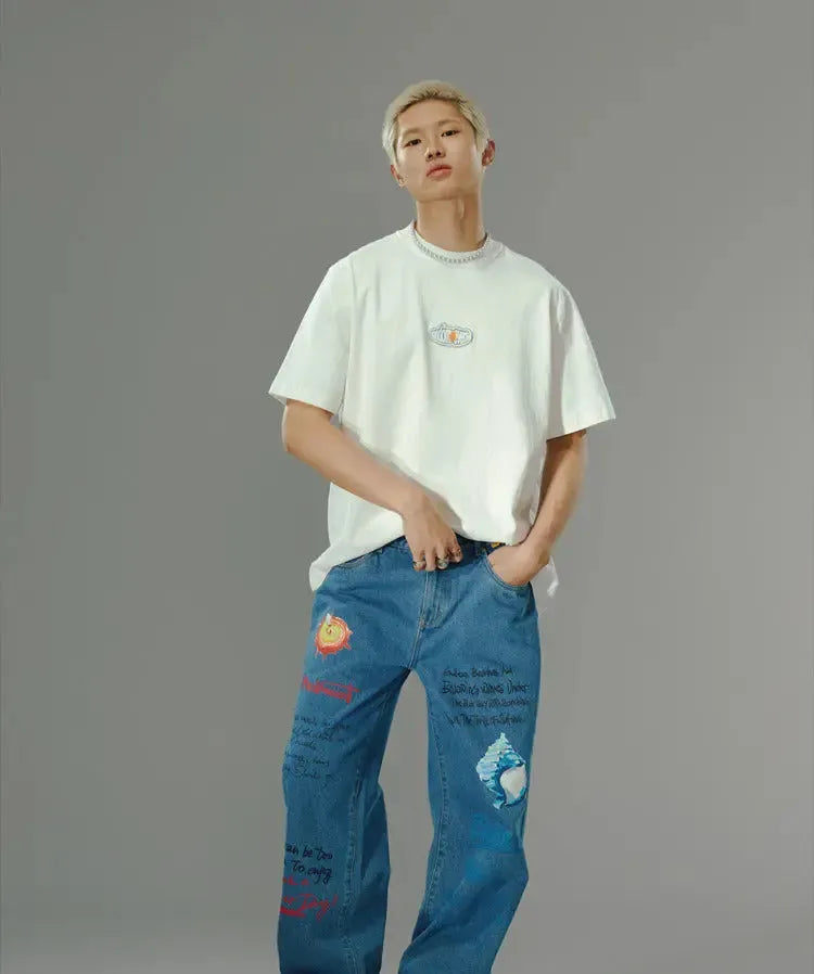 Inflated Text Crew Neck T-Shirt