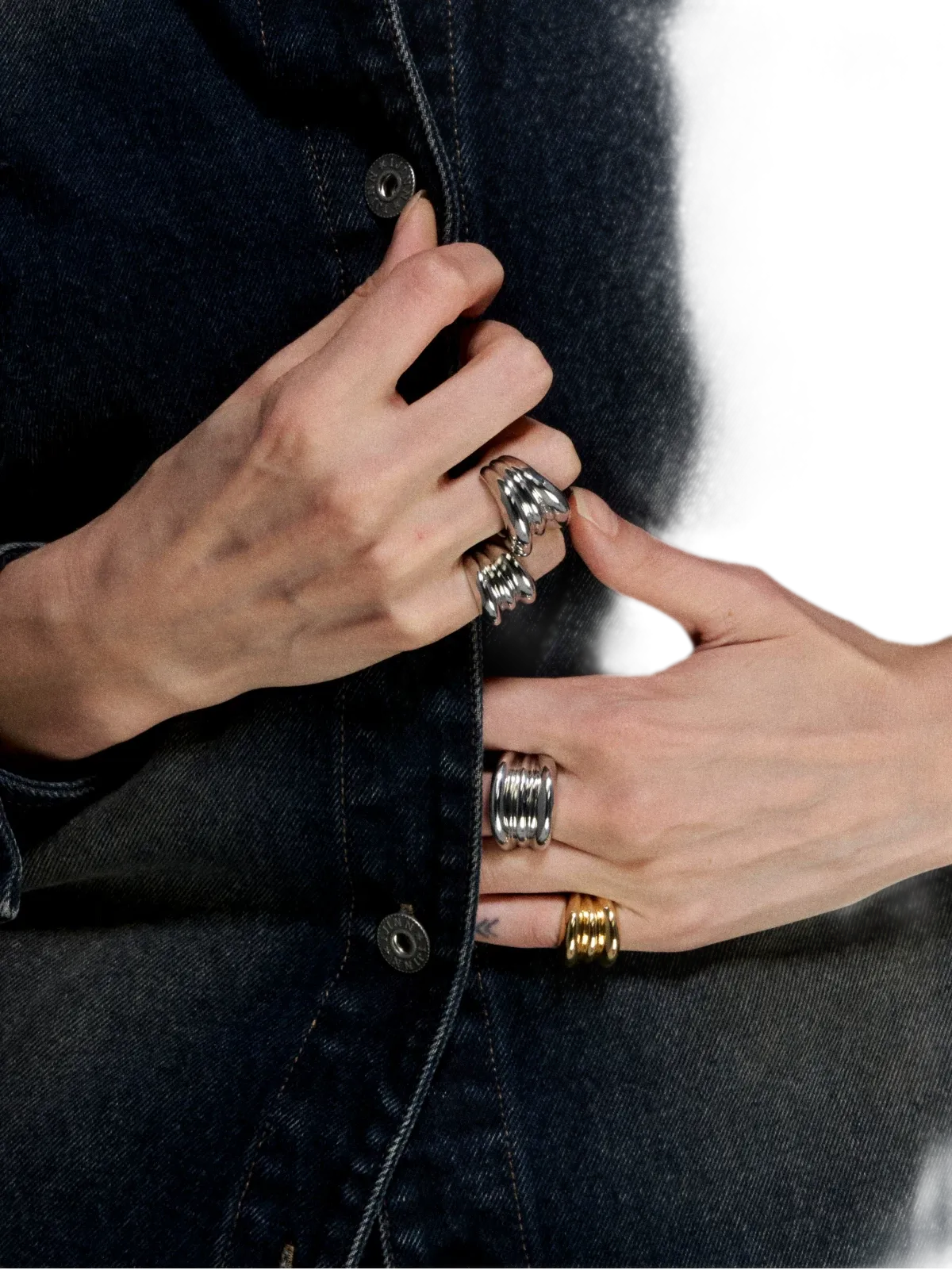 Punk Style Gold & Silver Layered Ring