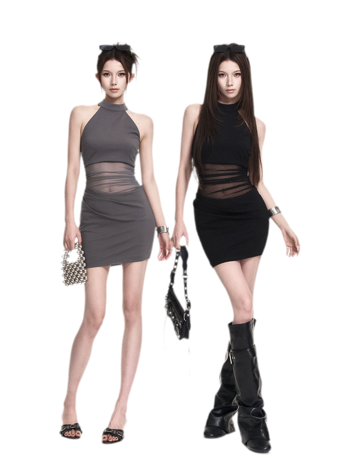 Halter Mesh Bodycon Dress