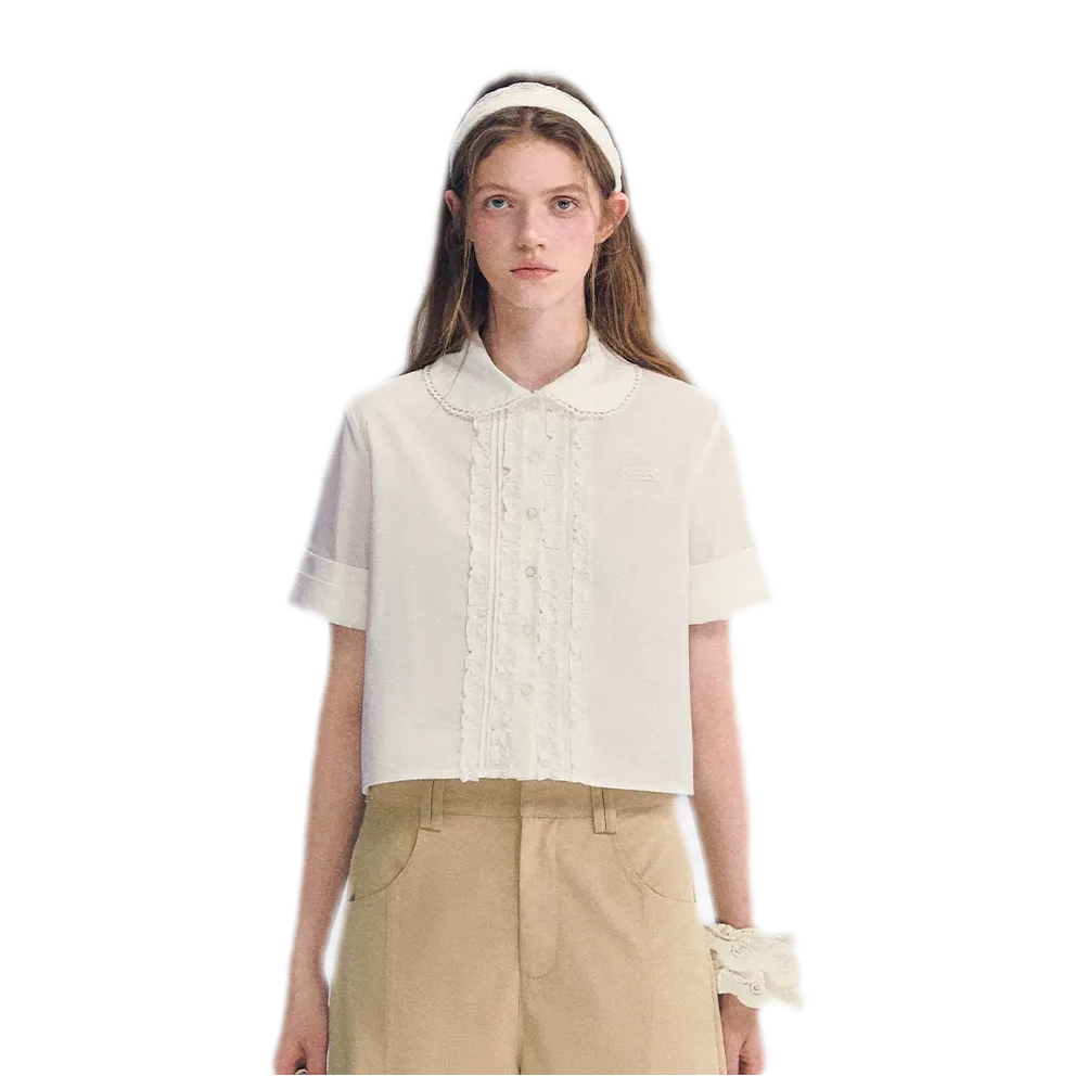Lace Collar Cotton Shirt