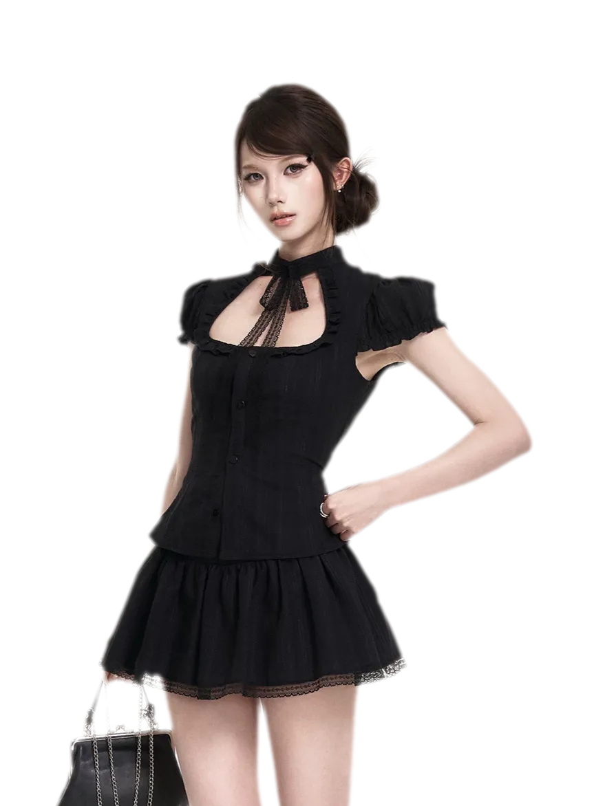 Lace Puff Sleeve Set