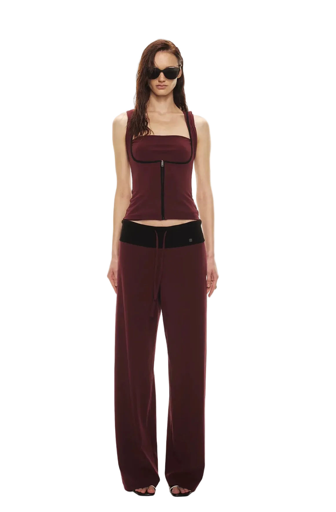 Tencel Knit Two-Piece Hoodie Vest & Drawstring Pants