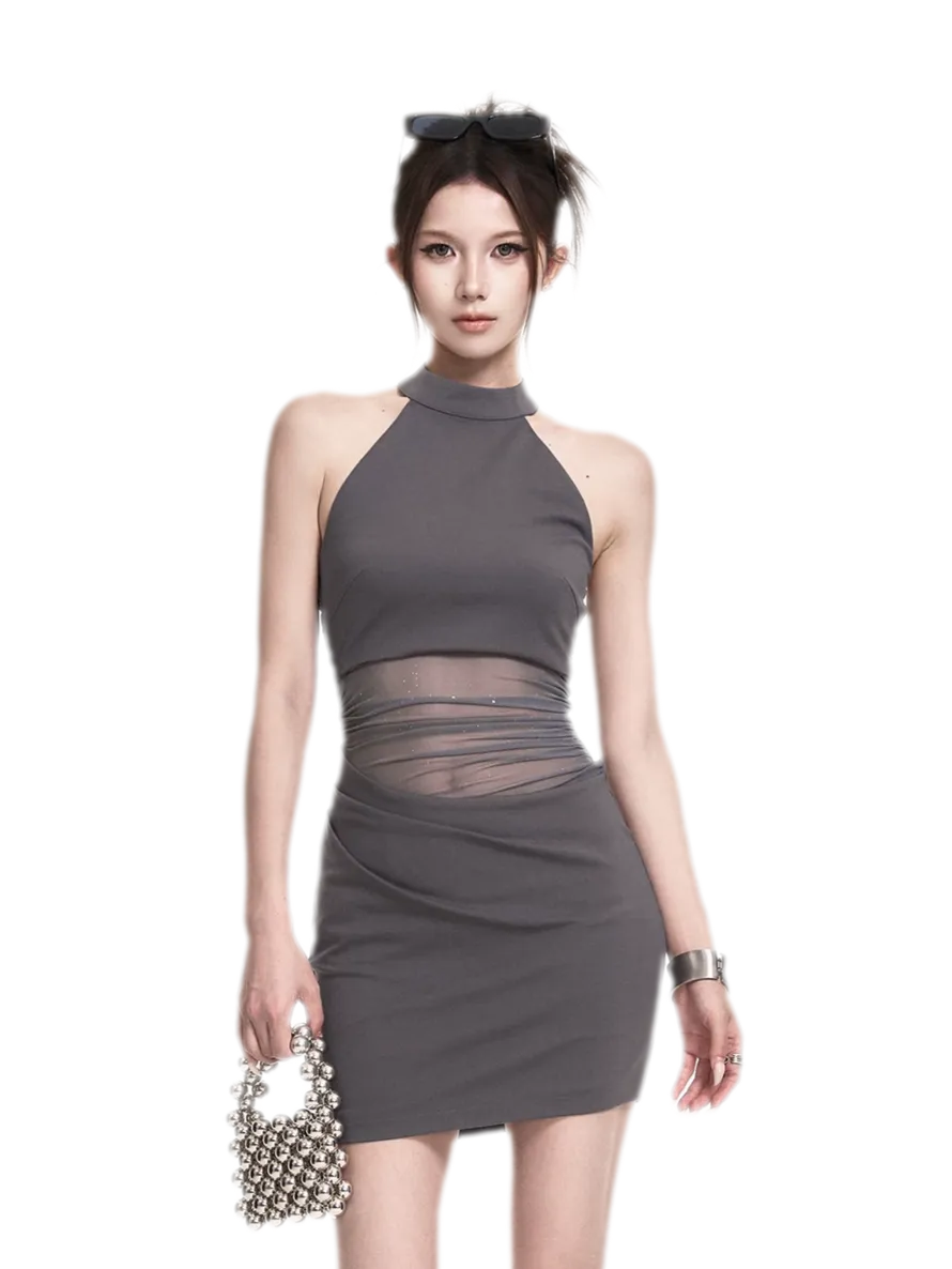 Halter Mesh Bodycon Dress