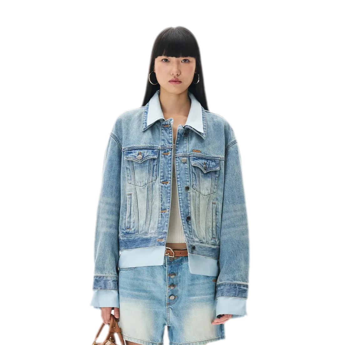 Washed Deconstructed Cropped Denim Jacket