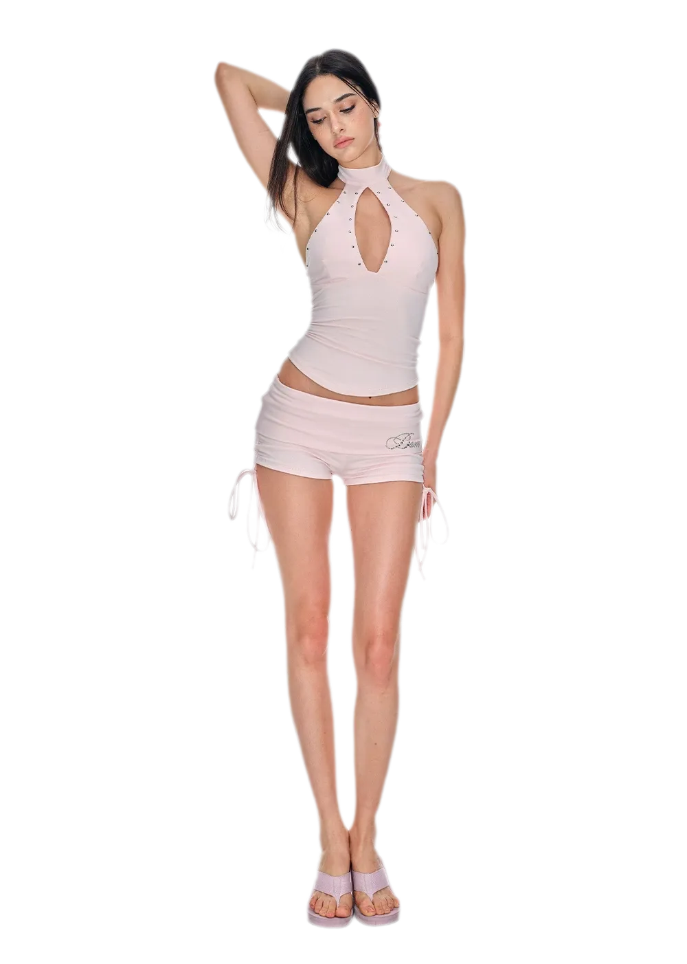Stud Keyhole Halter Vest