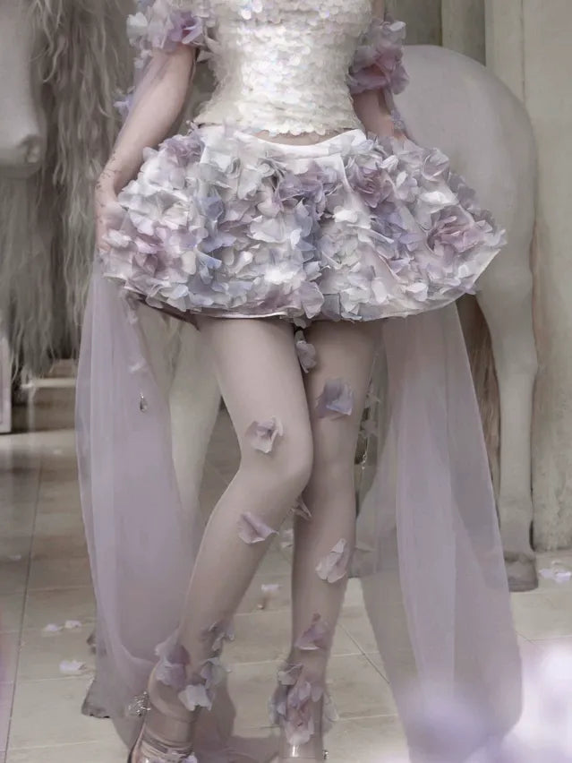 3D Floral Petal Mini Skirt