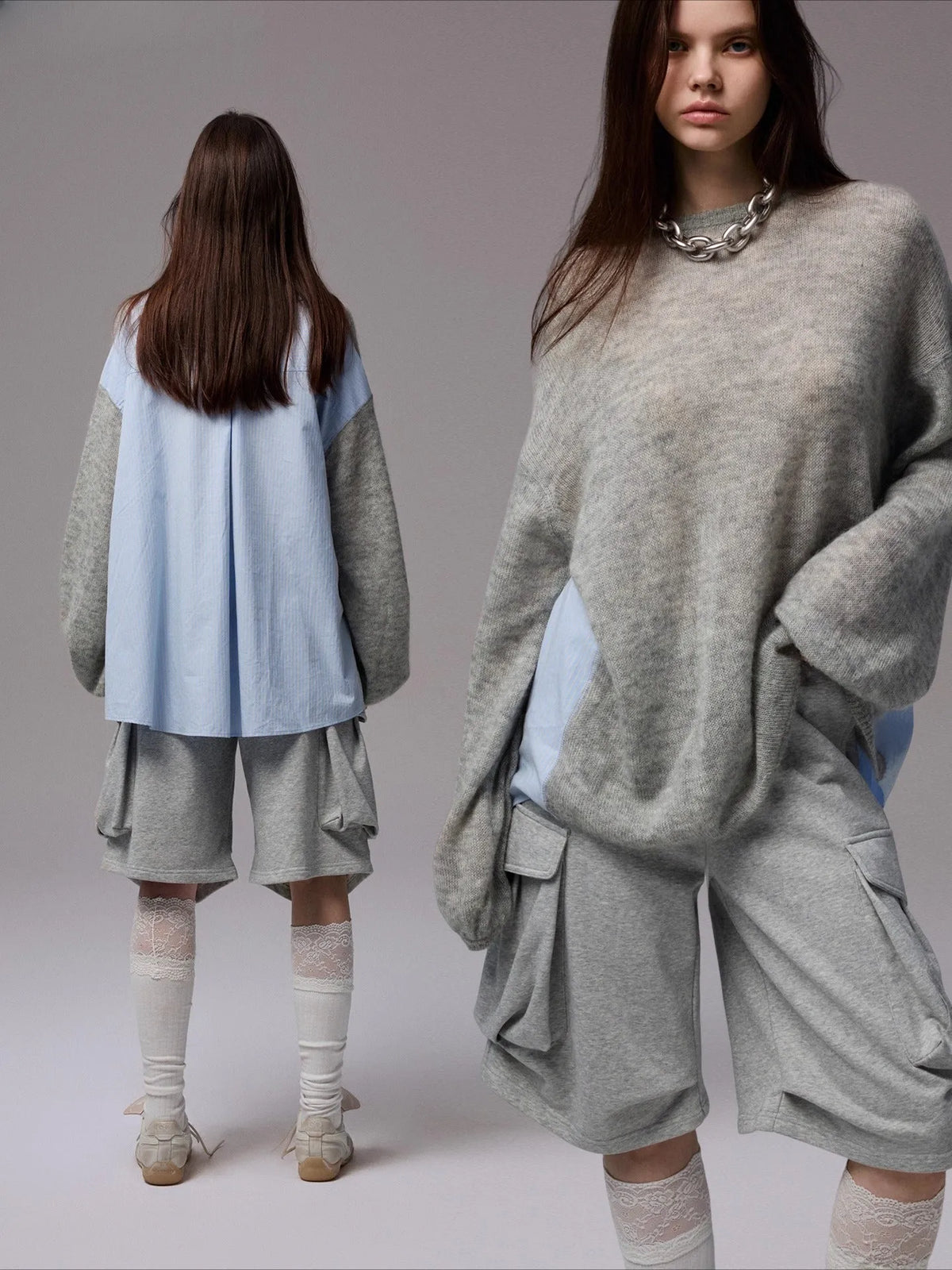 Mohair Panel Knit Sweater