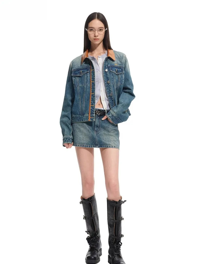 "Savanna Series" Washed Panel Denim Jacket