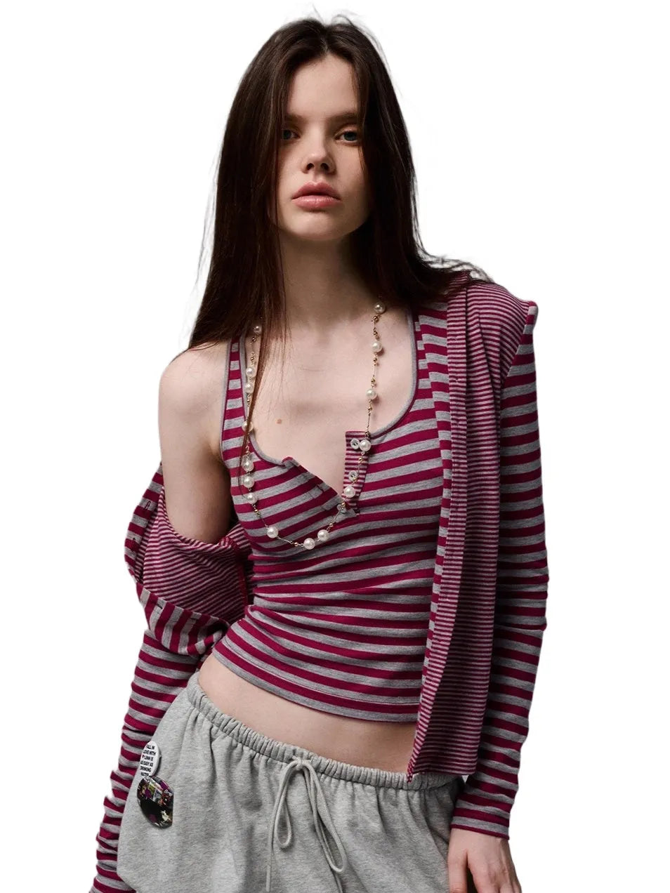 Reversible Striped Cardigan & Pants Set