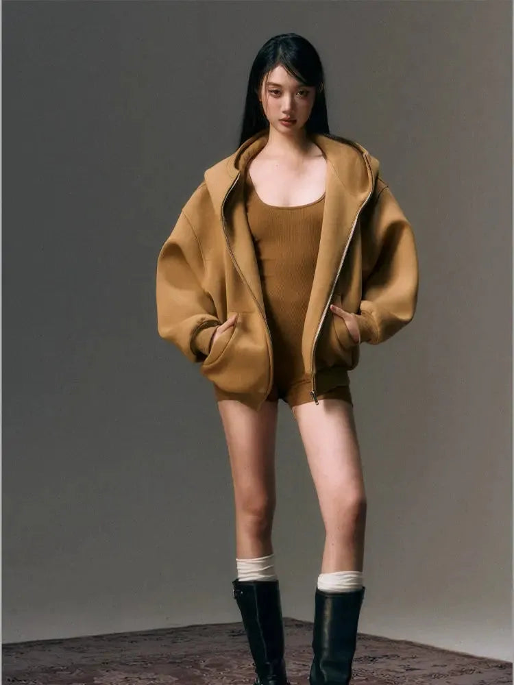 Yellow Oversize Sweatshirt & Sleeveless Jumpsuit Set
