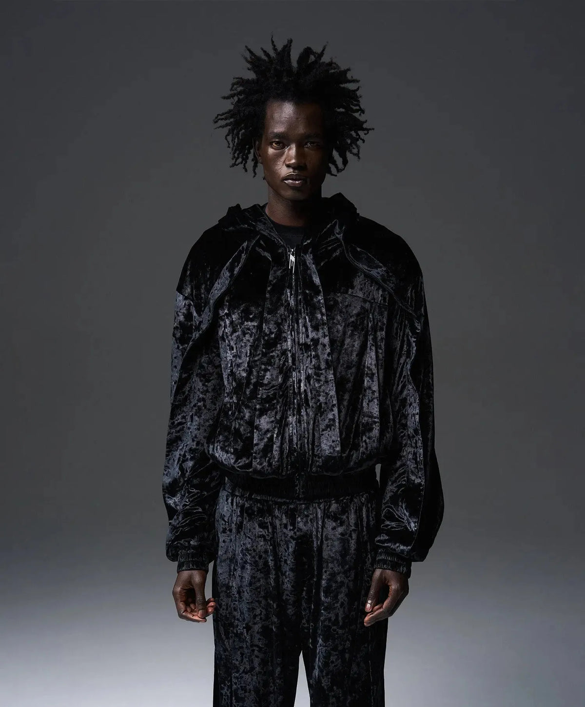 Stand Collar Velvet Hooded Jacket