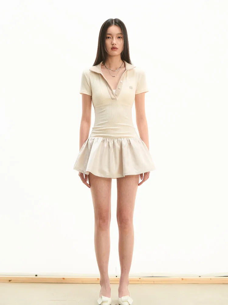 Color-block Polo Airy Dress