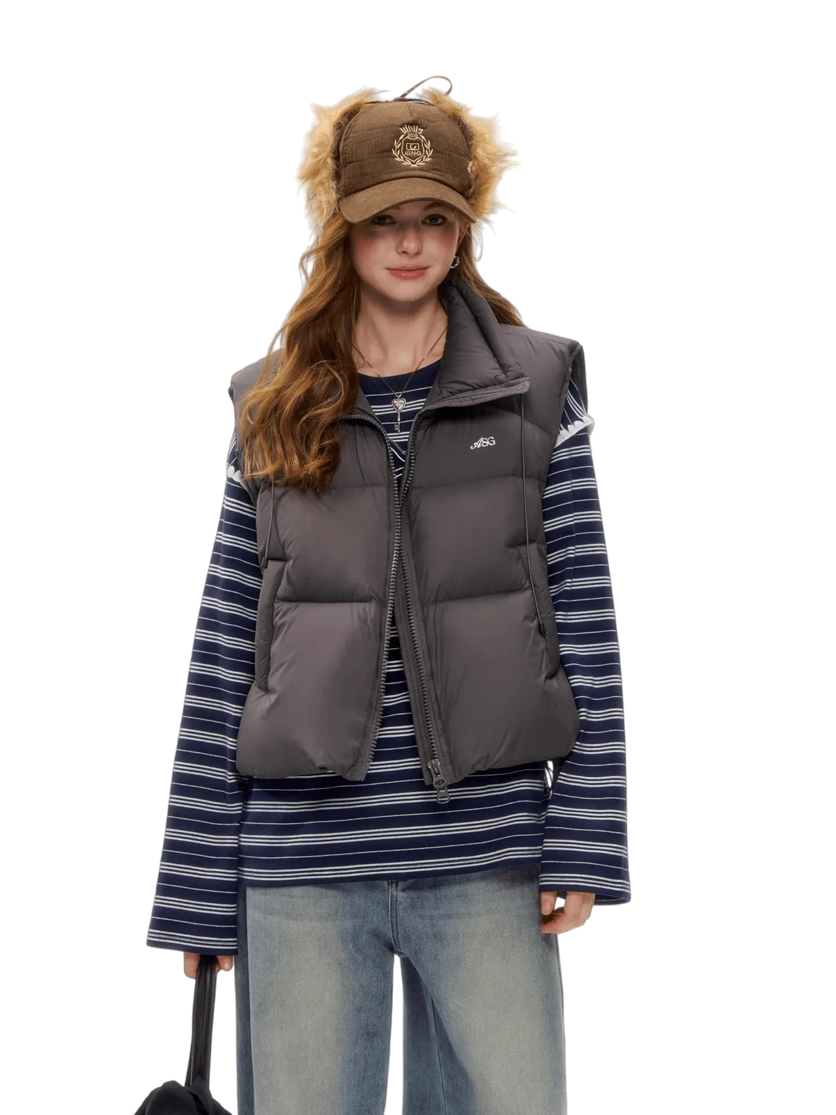 White Duck Down Puffer Stand-Collar Vest