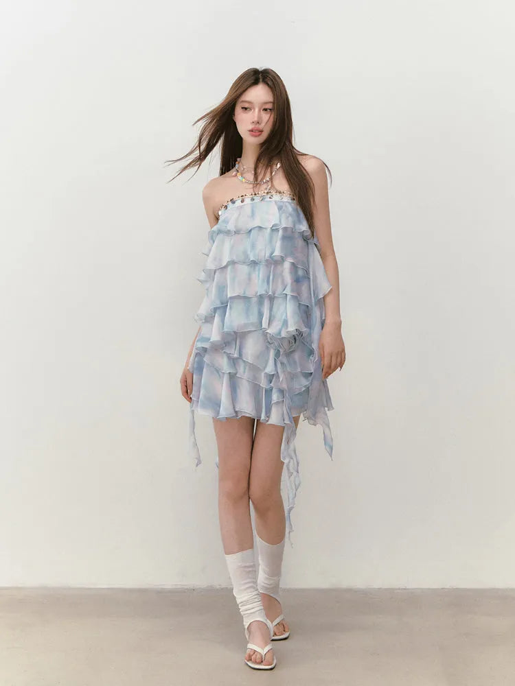 Ribbon-Strap Cake Top & Skirt Set