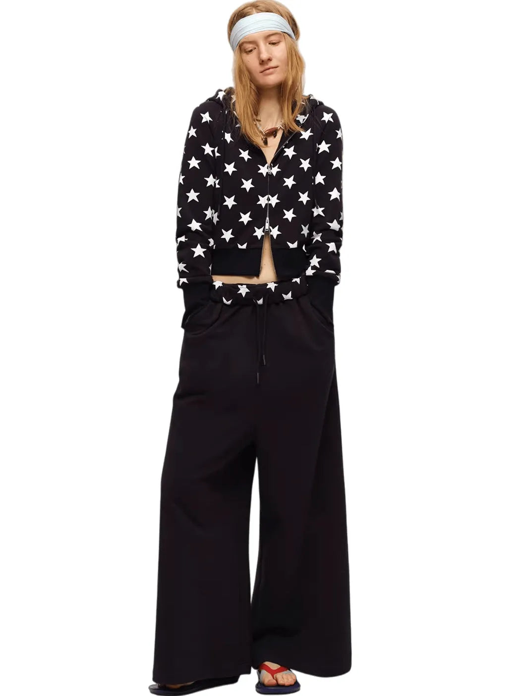 Hooded Sweatshirt & Wide-Leg Sweatpants Set