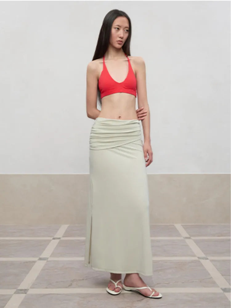 Layered Color Blocking U-Neck Halter Vest