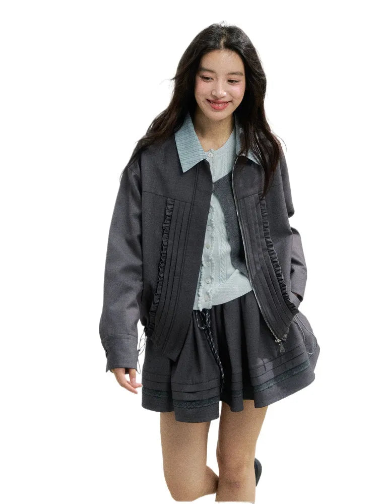 Romantic Order Wool Jackets & Skirt Set