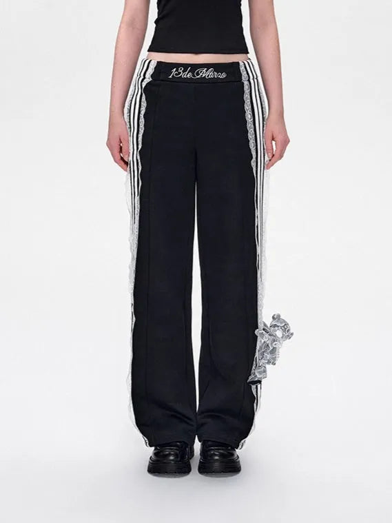 Lace Panel Relaxed Sweatpants Set