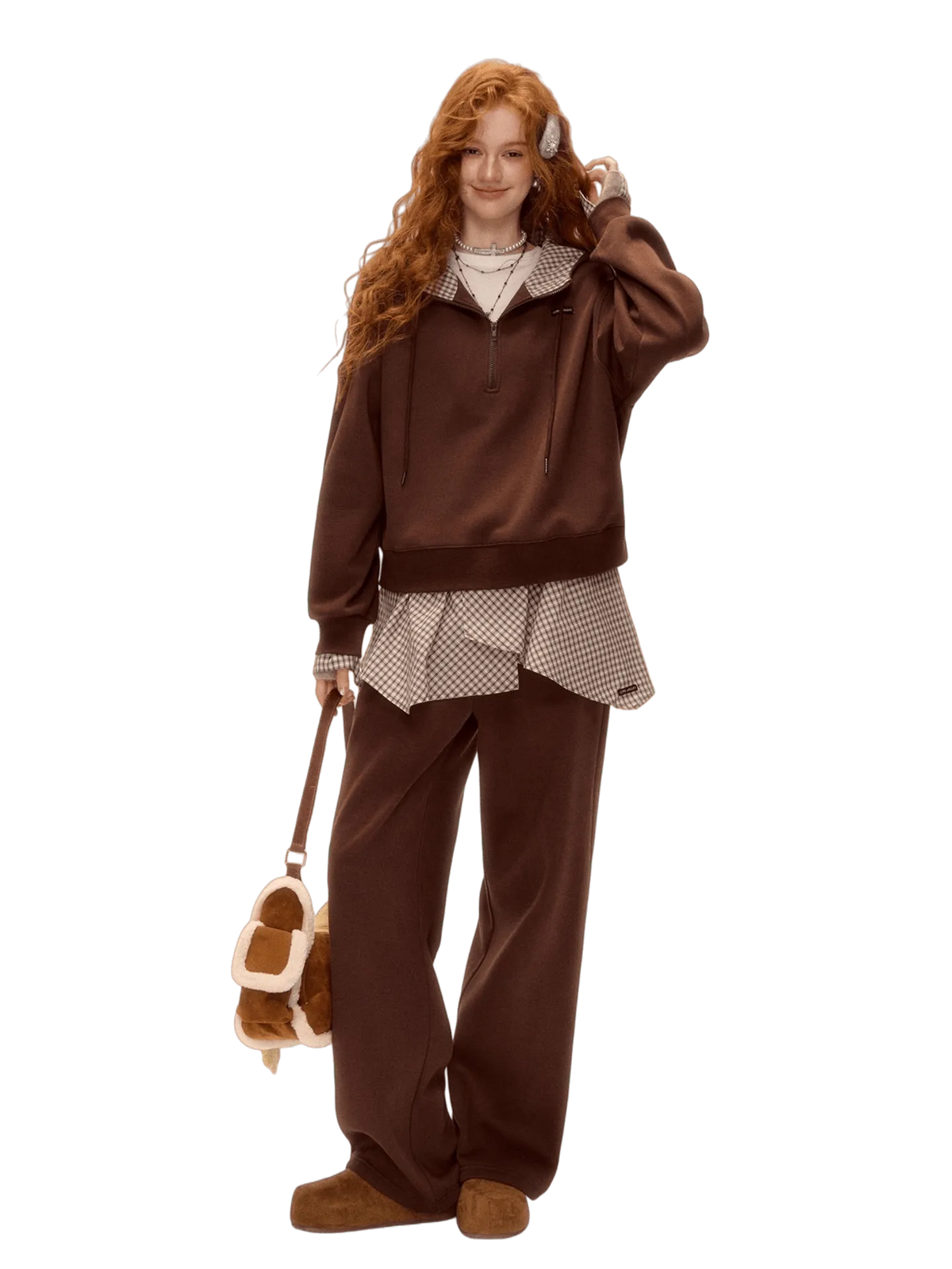 Fleece Hoodie & Wide-Leg Sweatpants Set