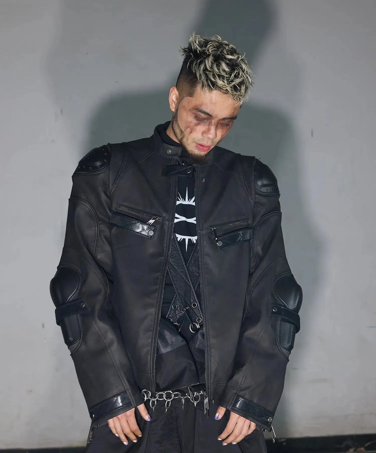 Armored Patchwork Biker Jacket
