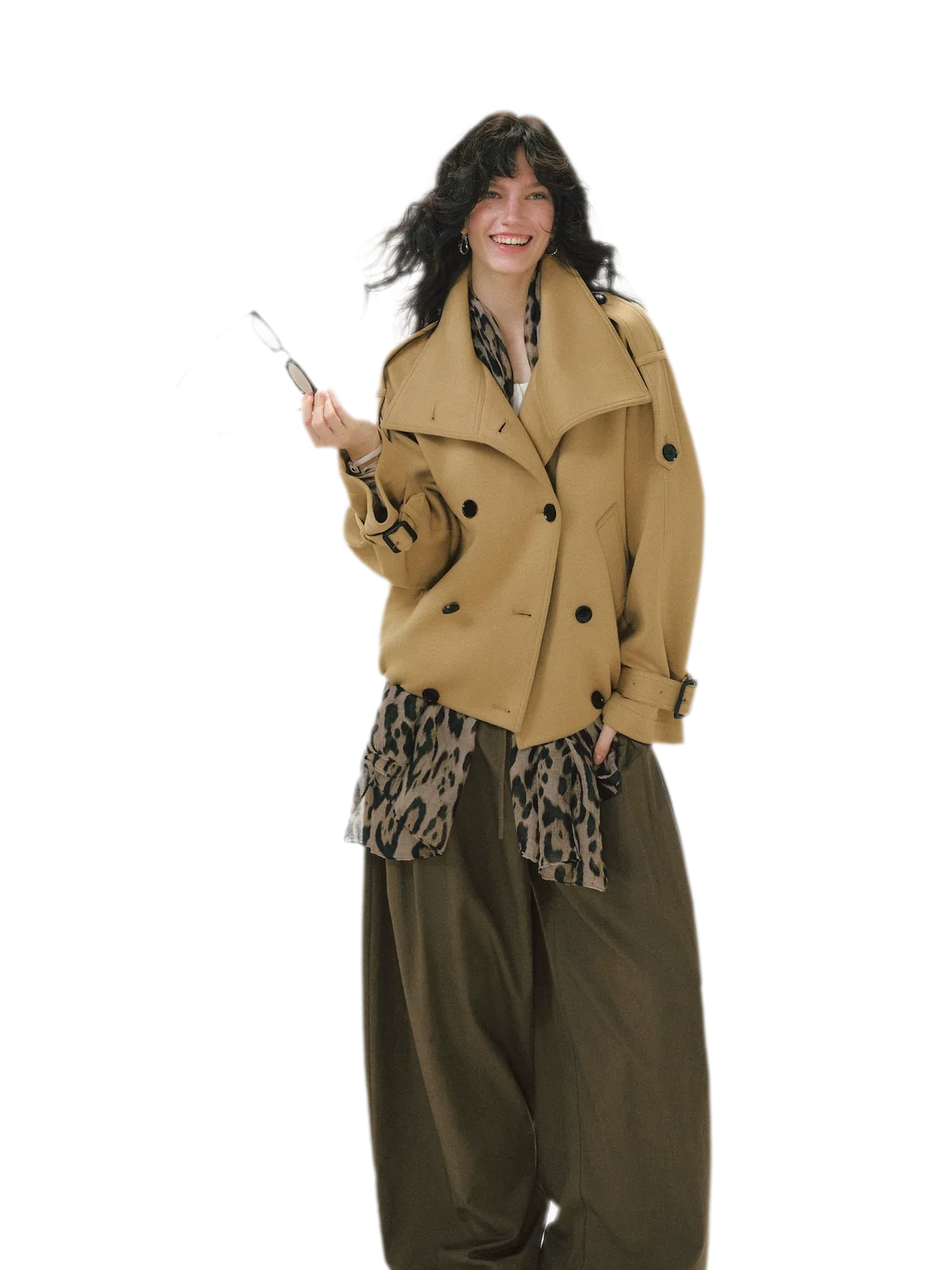 Heathered Cropped Oversized Jacket