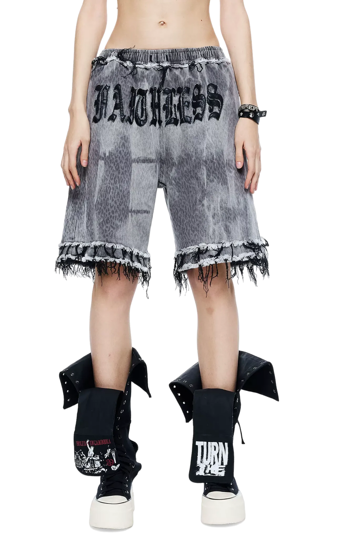 Punk Grunge Distressed Denim Shorts