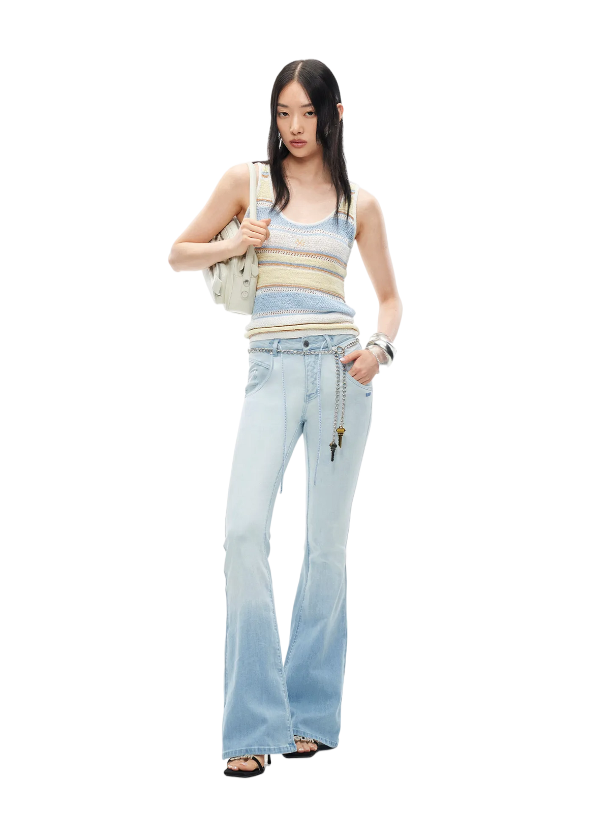 Marfi Knit Vest with Textured Striped Pattern