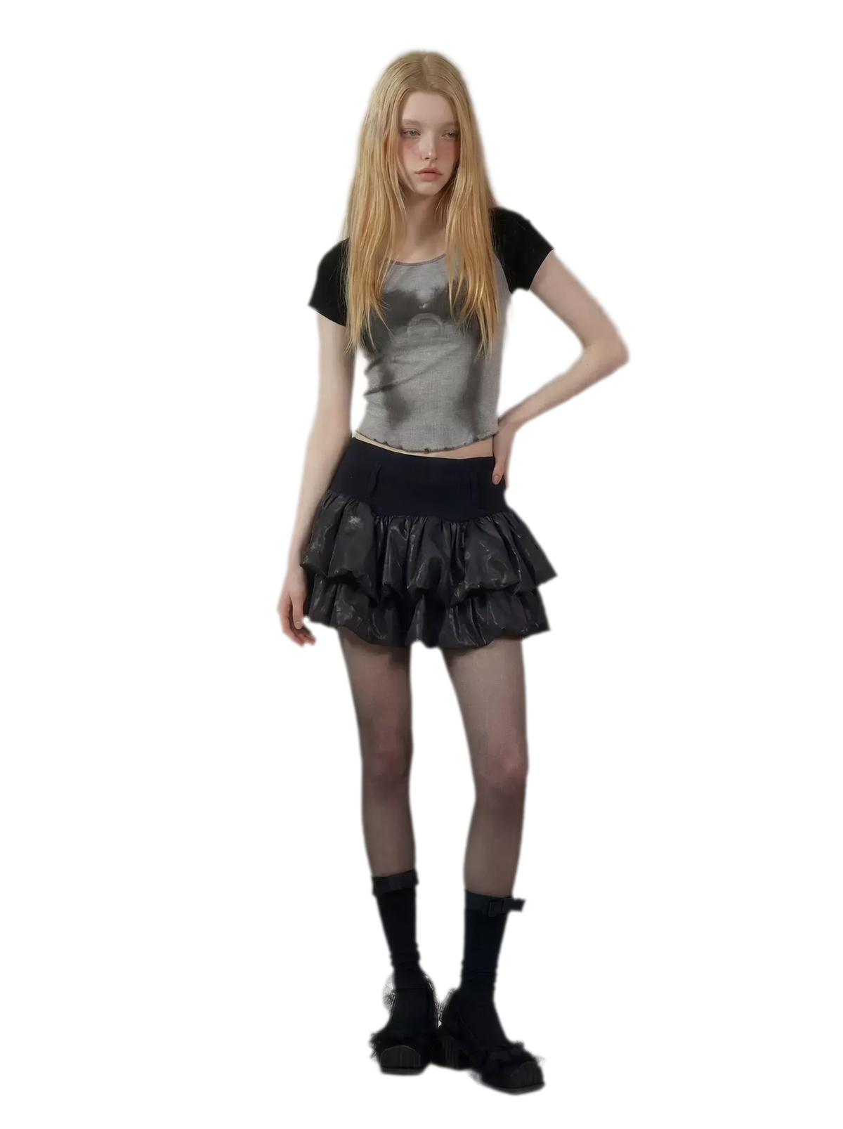 Layered Ruffle Gothic Mini Skirt
