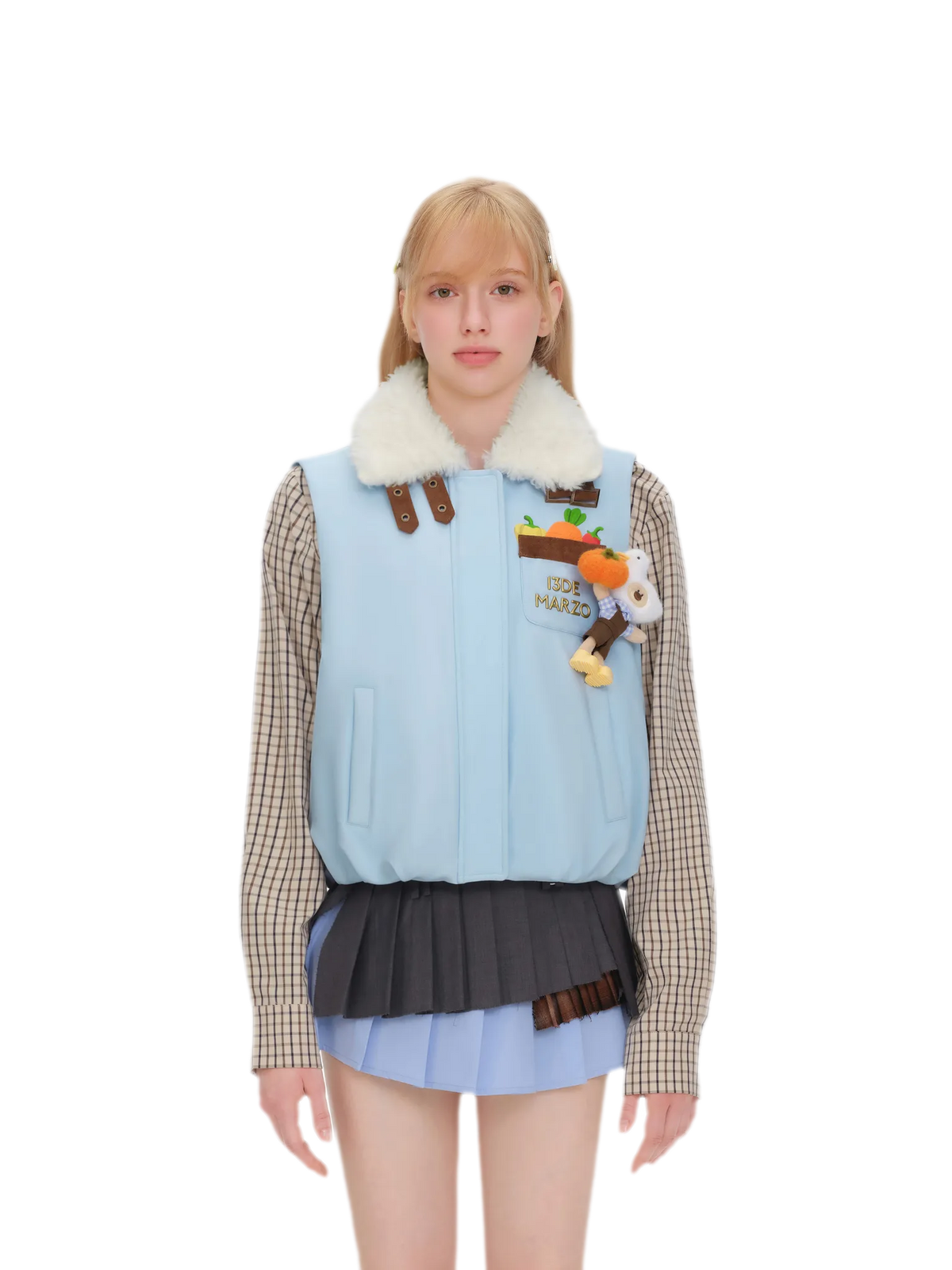 Textured Faux-Fur Collar Vest