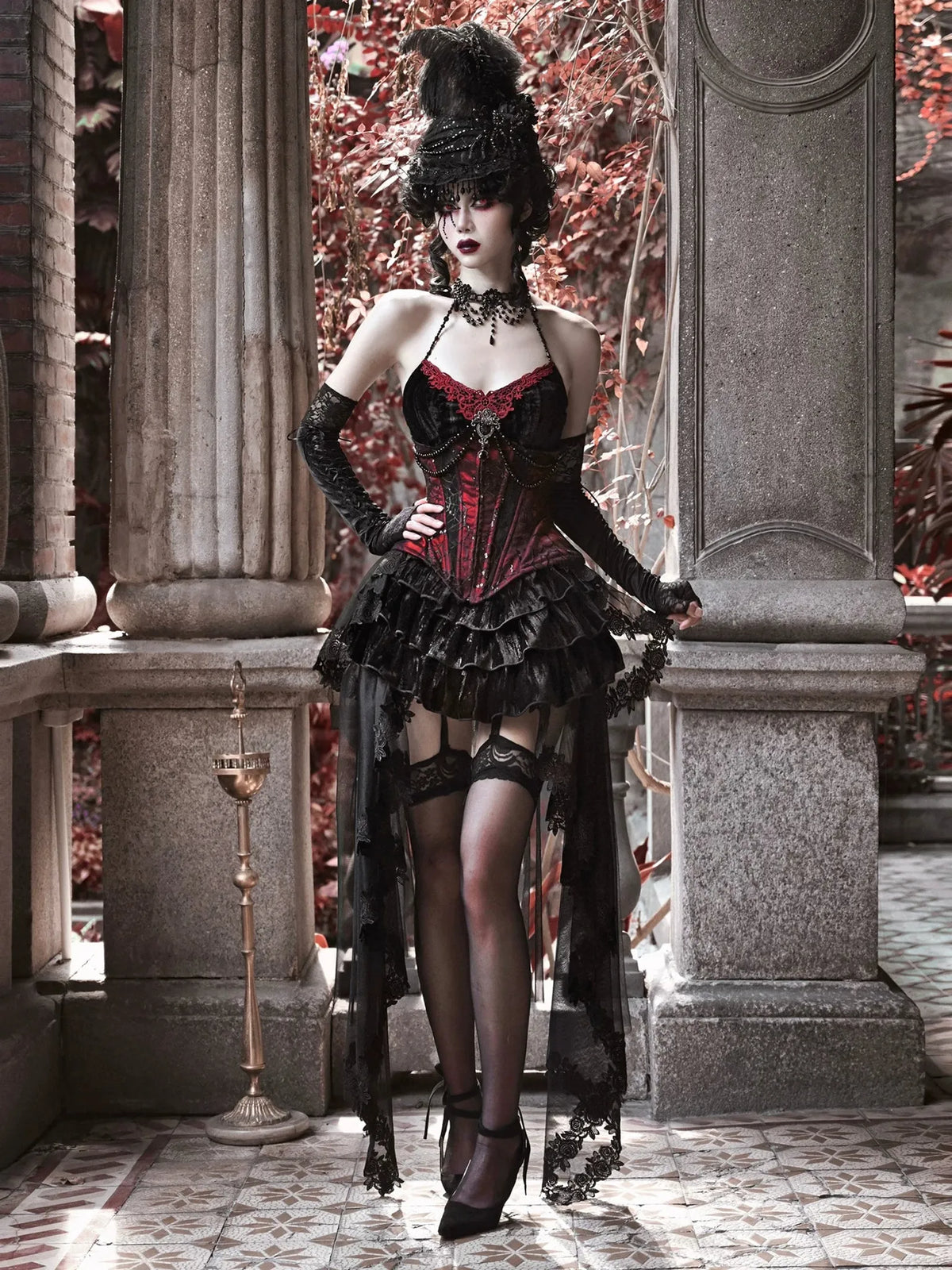 Beaded Velvet Gothic Corset Dress