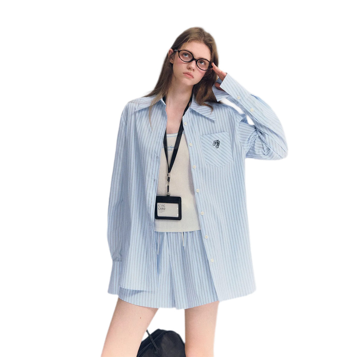 Striped Embroidered Shirt Set