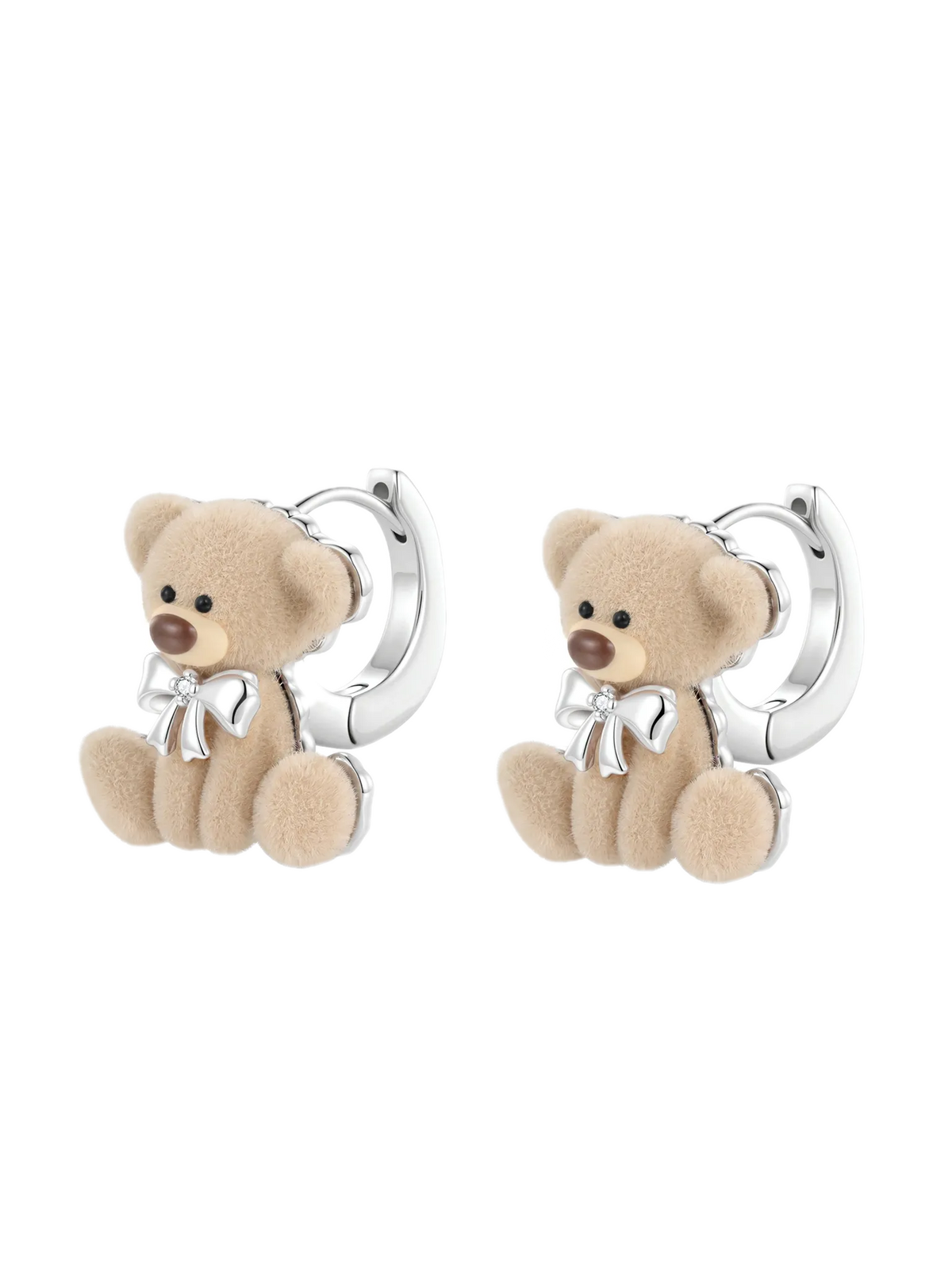 Sitting Bear Silver Earrings