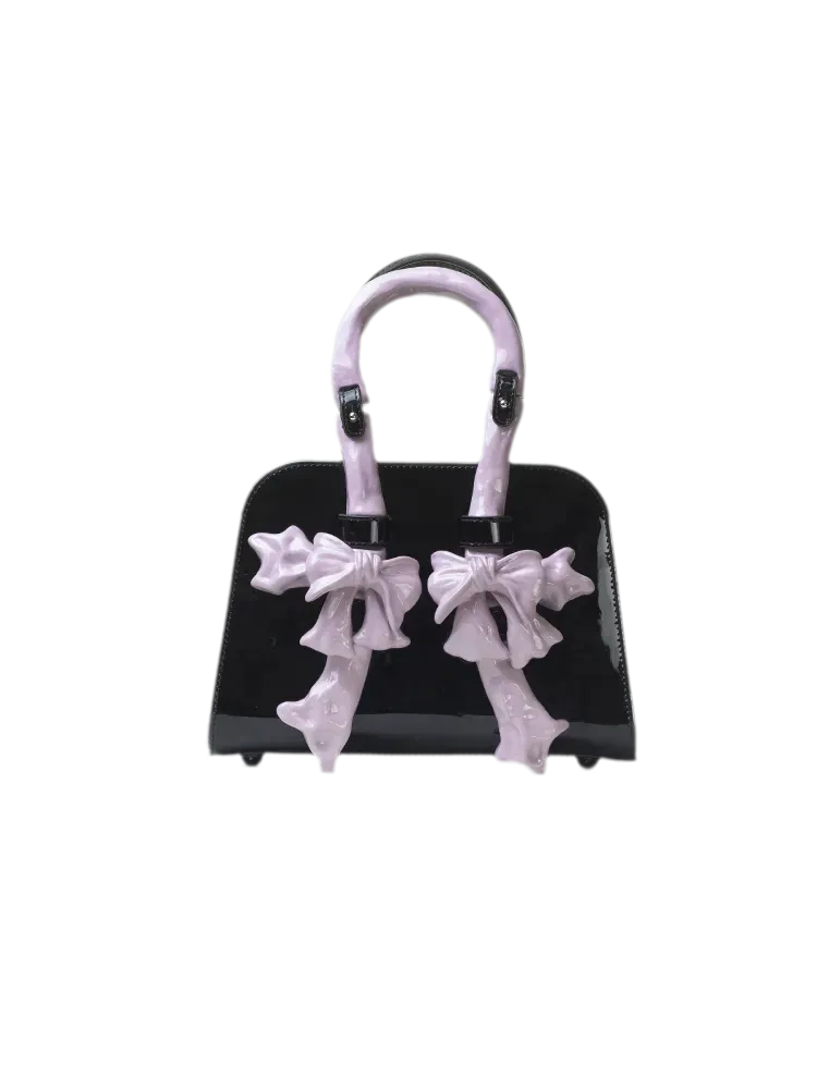 Ceramic Glossy Bow Structured Handbag