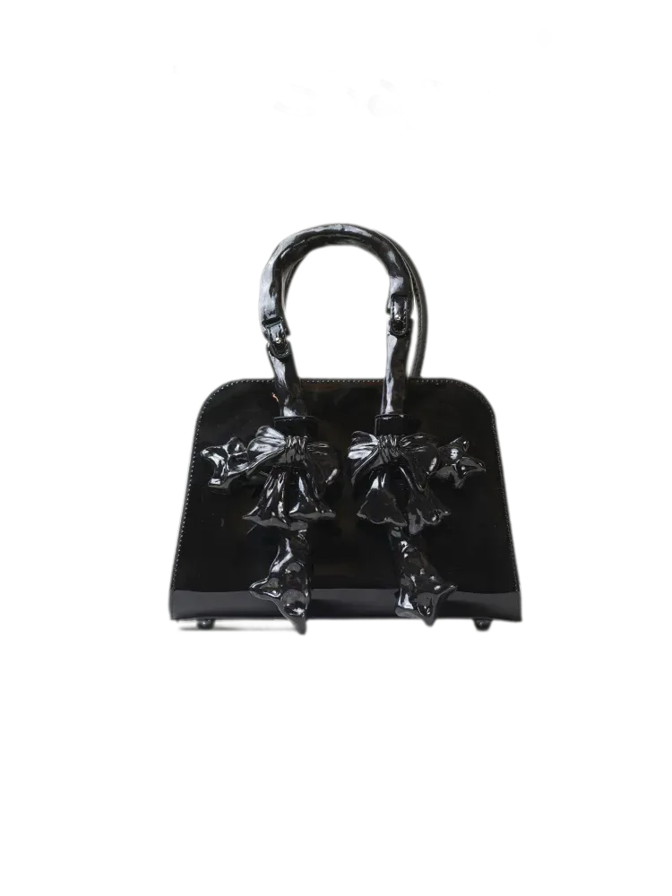 Ceramic Glossy Bow Structured Handbag