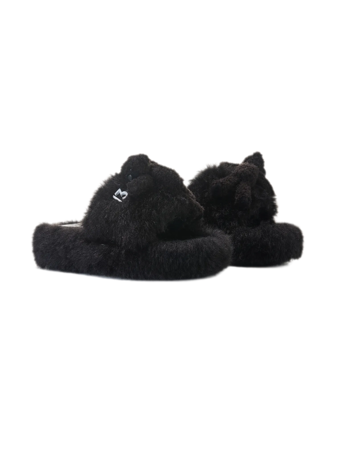 Furry Single-Strap Open-Toe Slippers