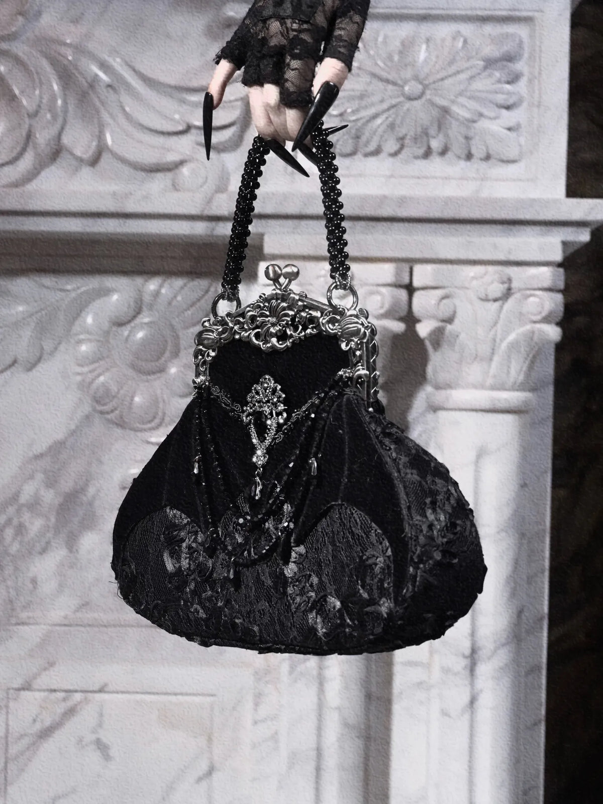 Velvet Bat Frame Handbag