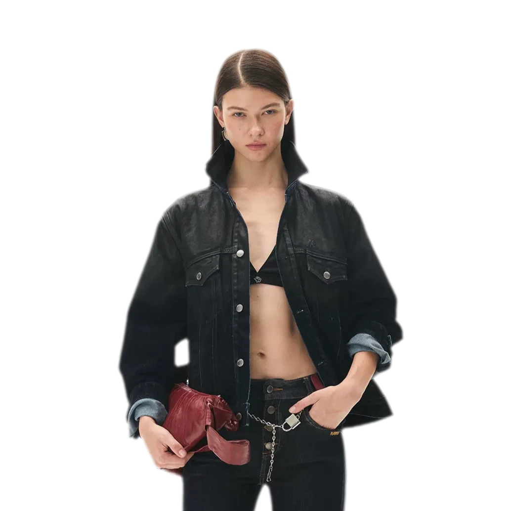 Washed Brushed Gradient Denim Jacket
