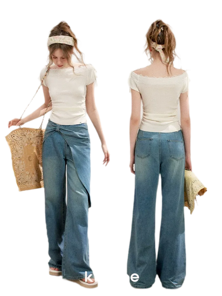 Lace Knit Denim Set