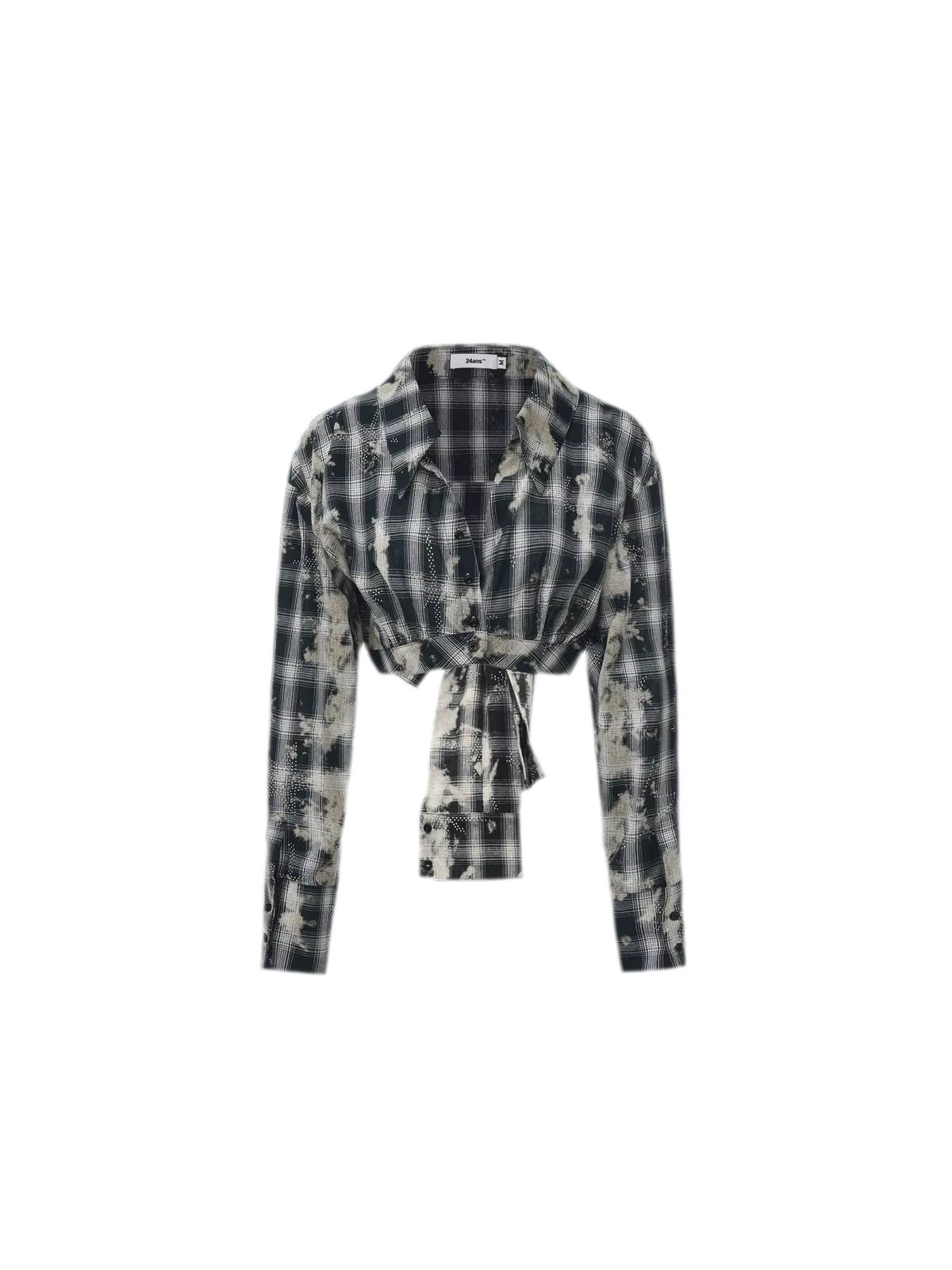 Distressed Plaid Cropped Shirt