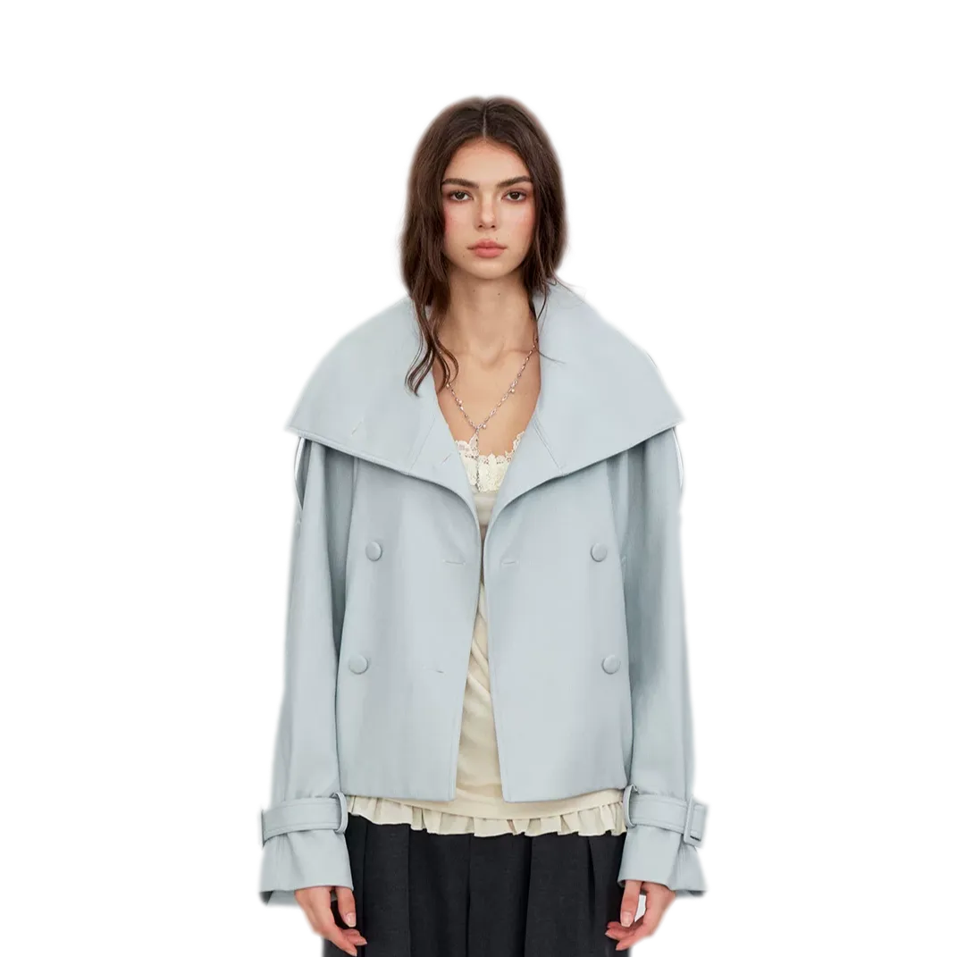 Matte Oversized Faux-Leather Jacket
