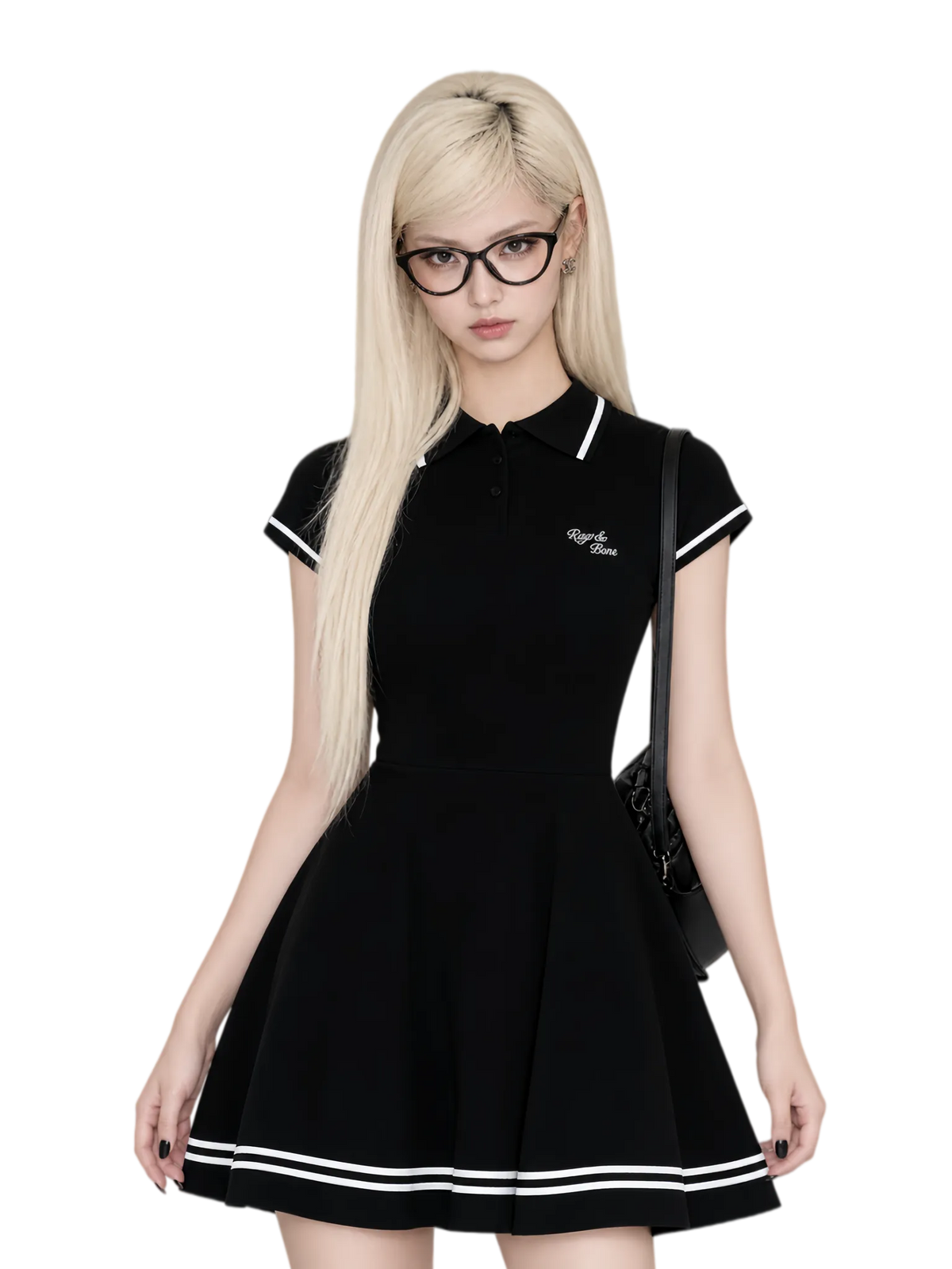 Contrast Knit Flared Dress