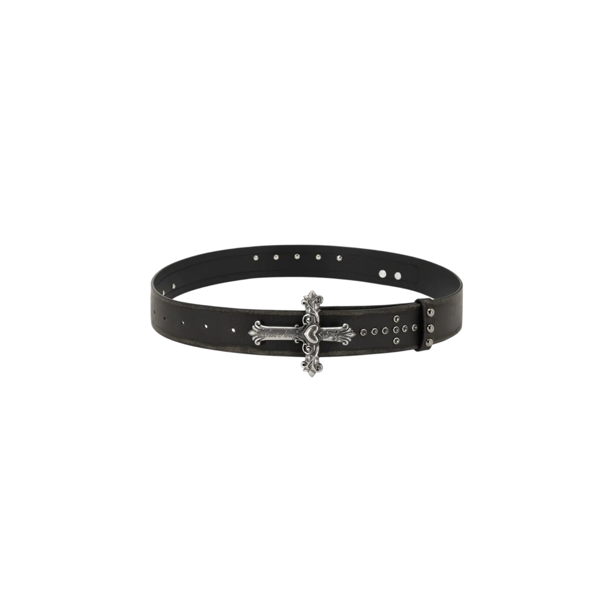Carved Cross Buckle Leather Belt