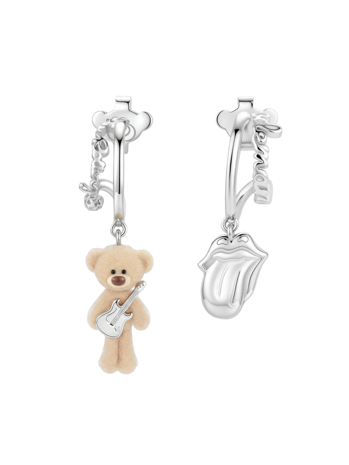 Flocked Rolling Bear Earrings