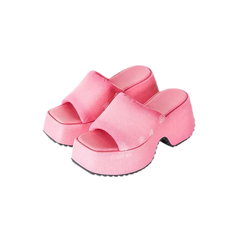 Washed Platform Slippers