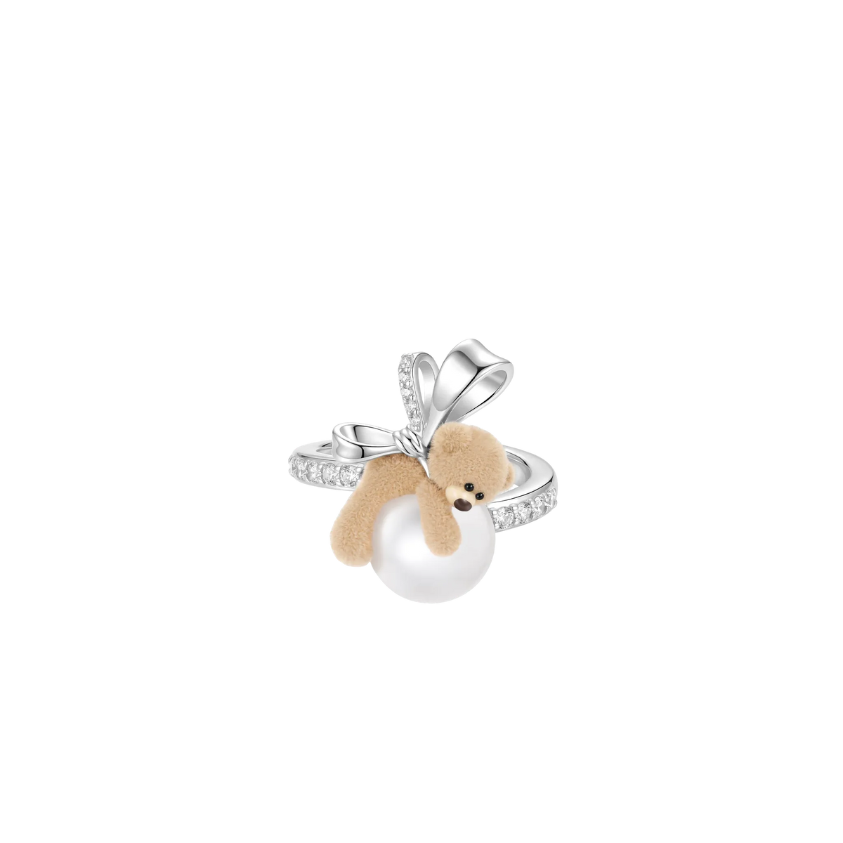 Bear Pearl Adjustable Ring