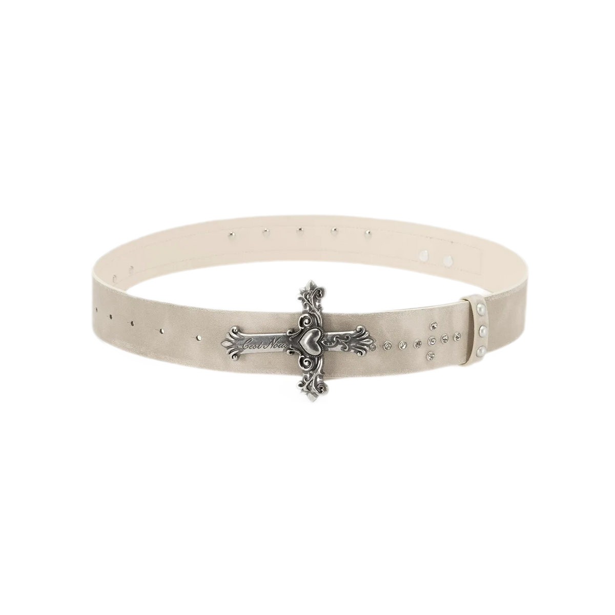 Carved Cross Buckle Leather Belt