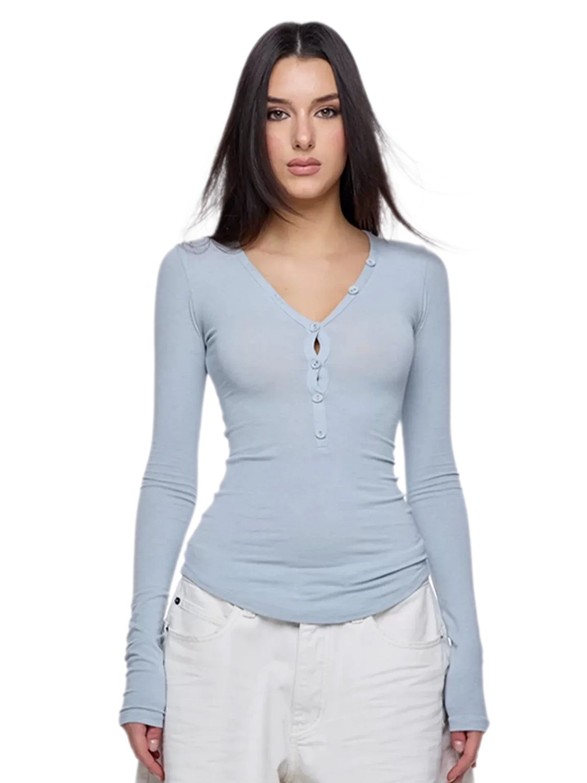 Slim V-Neck Knit Top