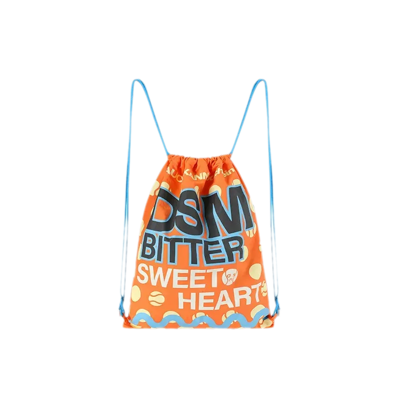 Screen-Printed Drawstring Shoulder Bag